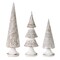 Contemporary Home Living Set of 3 White and Brown 6 Piece Christmas Tree Tabletop Decors 13.25"